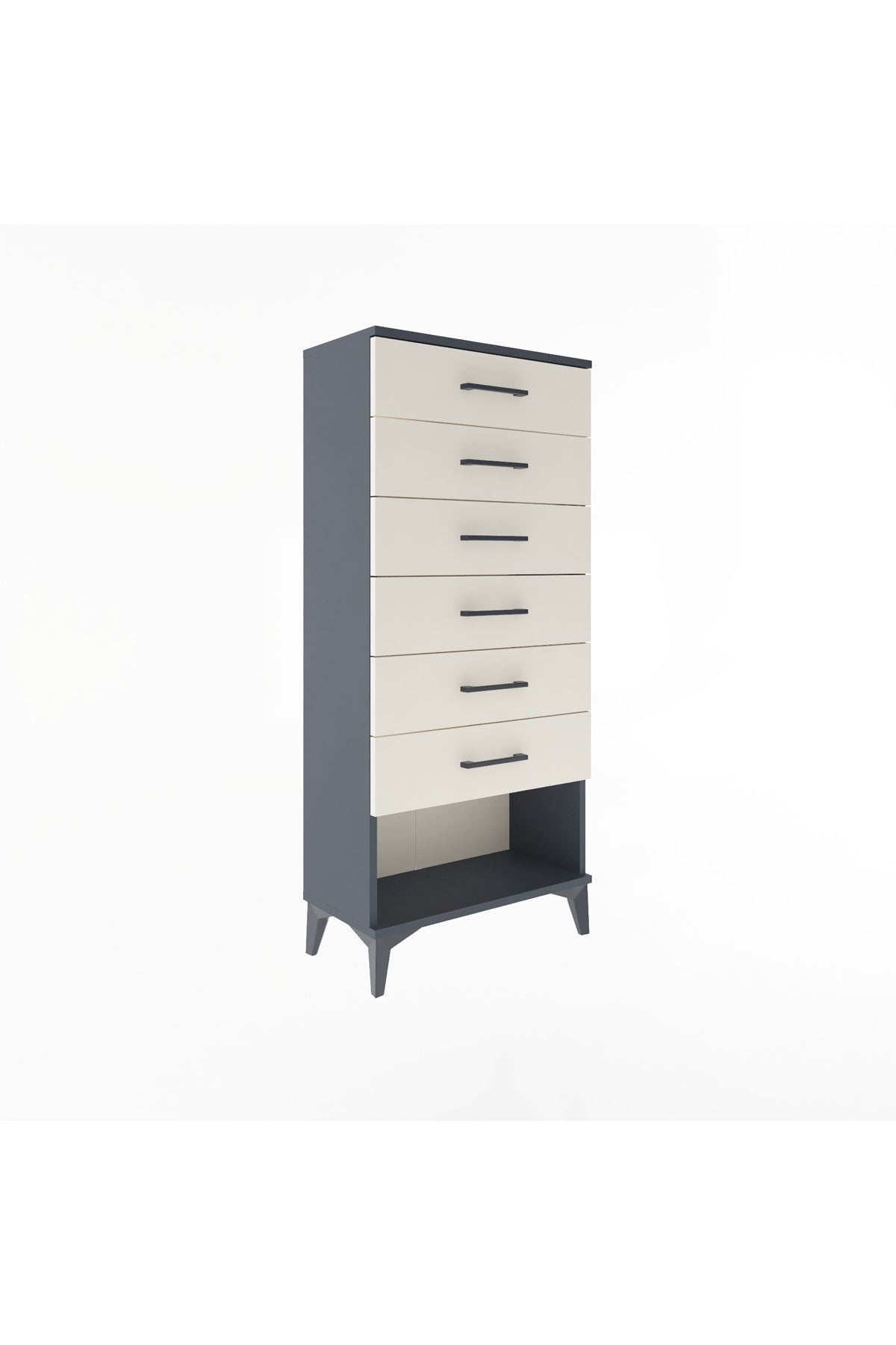 Arges Dolap 6 Çekmeceli 60x30x134 Antrasit-Aytaşı