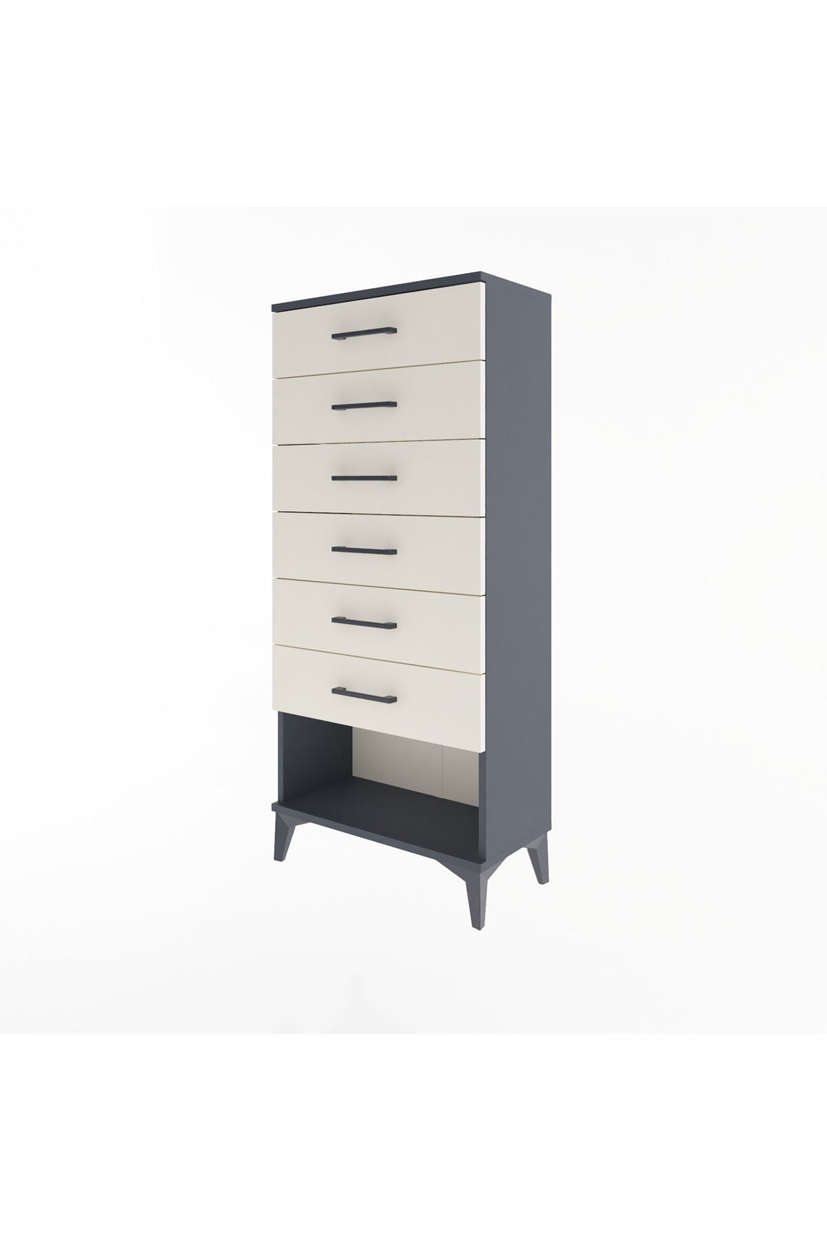 Arges Dolap 6 Çekmeceli 60x30x134 Antrasit-Aytaşı