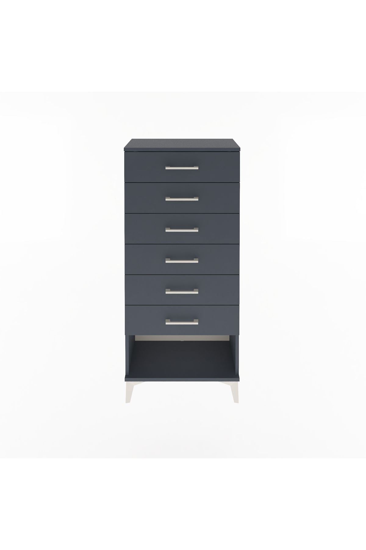 Arges Dolap 6 Çekmeceli 60x30x134 Antrasit-Antrasit
