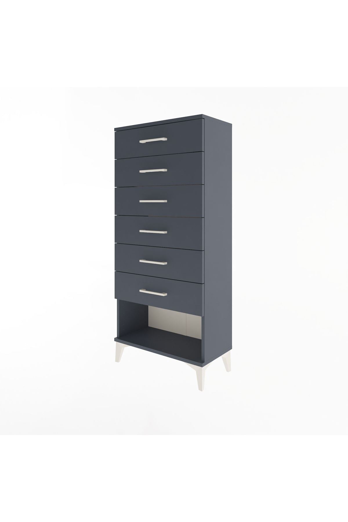 Arges Dolap 6 Çekmeceli 60x30x134 Antrasit-Antrasit