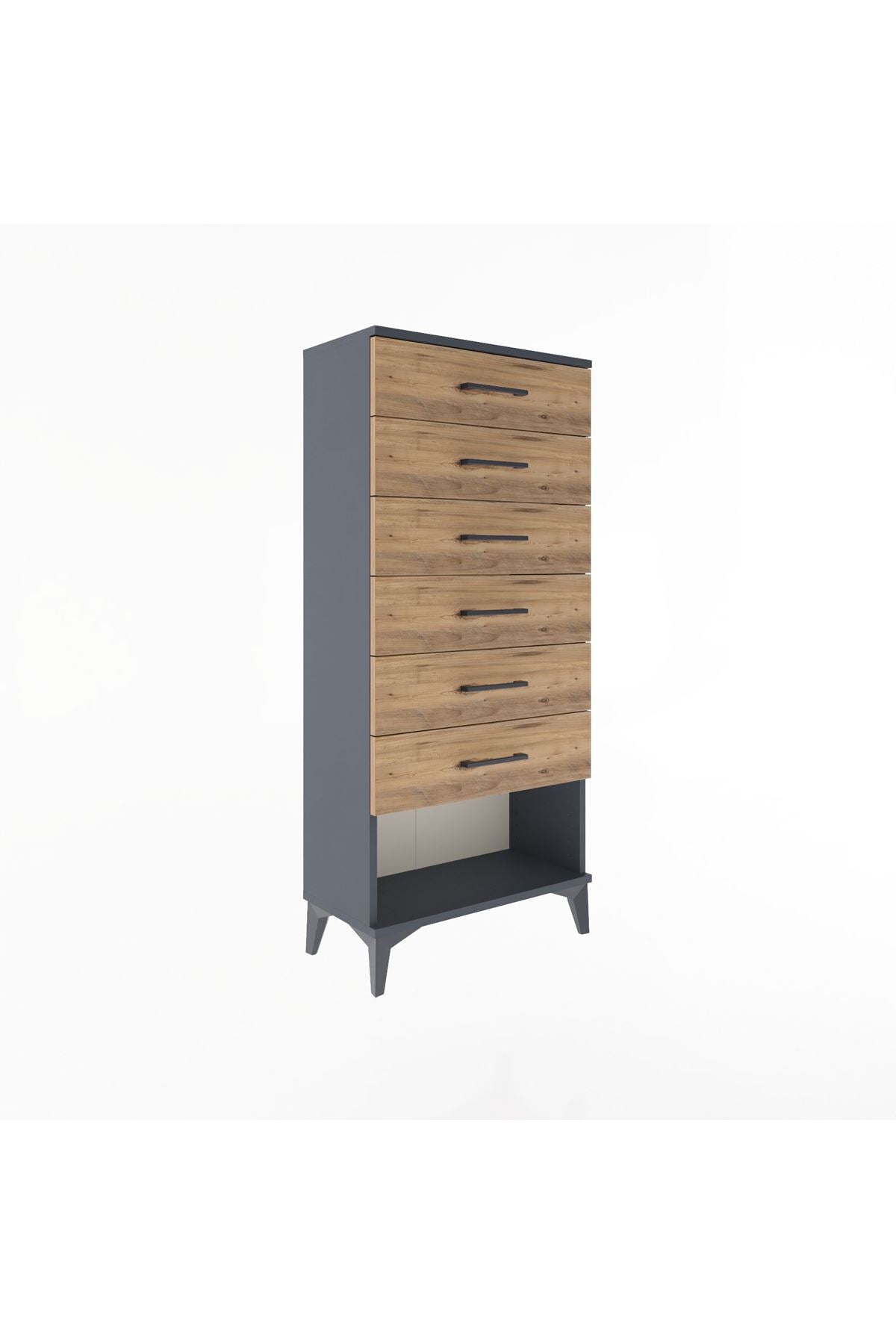 Arges Dolap 6 Çekmeceli 60x30x134 Antrasit-Çam