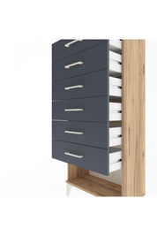 Arges Dolap 6 Çekmeceli 60x30x134 Çam-Antrasit