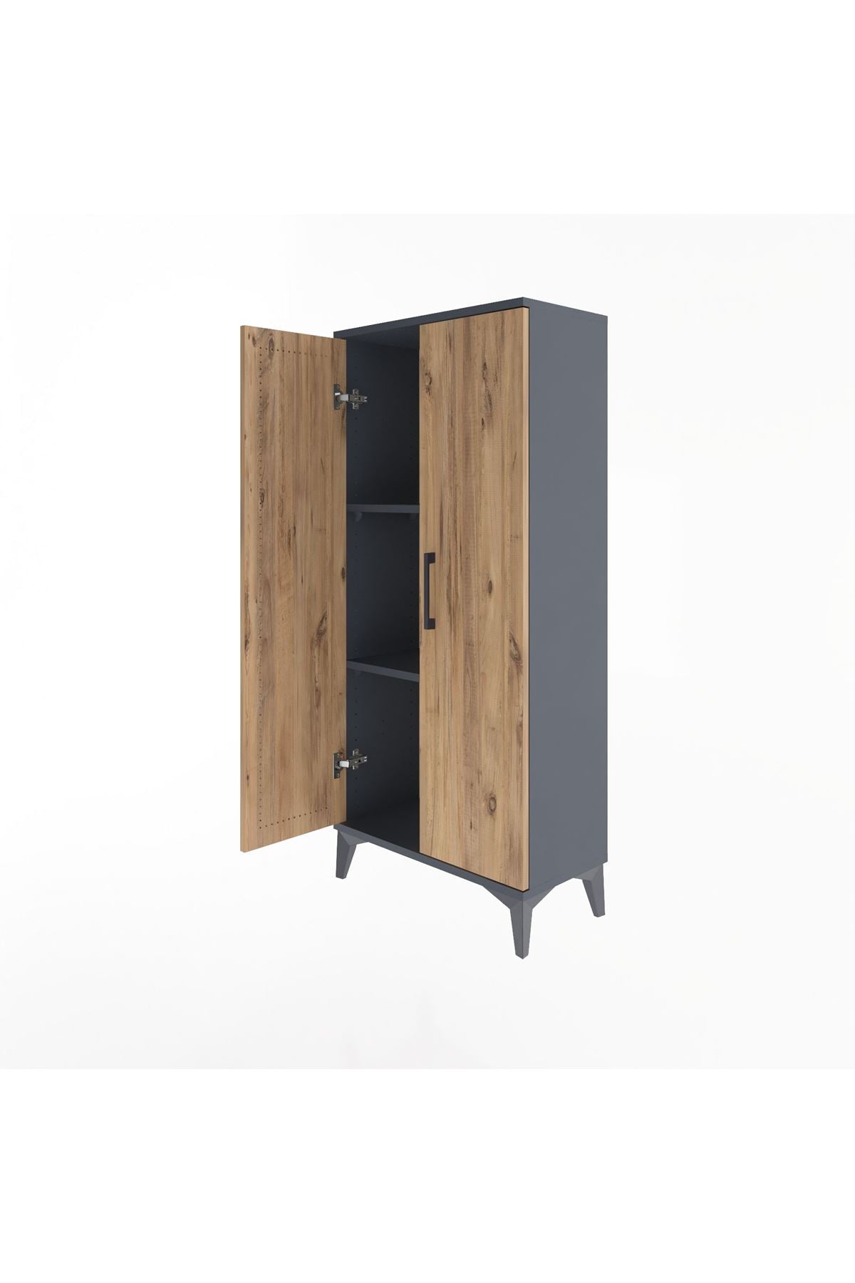 Arges Dolap 2 Raflı 2 Kapaklı 60x30x134 Antrasit-Çam