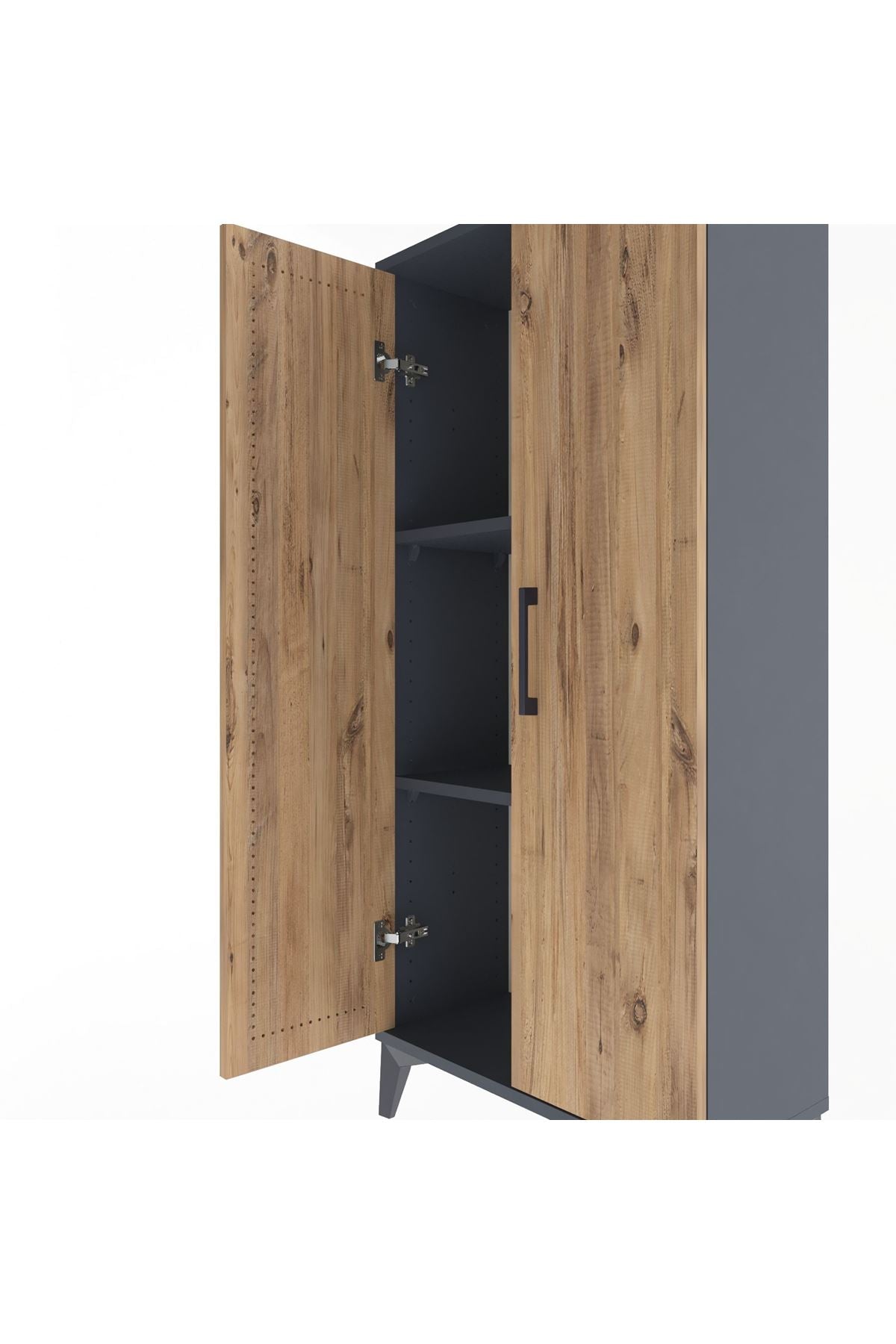 Arges Dolap 2 Raflı 2 Kapaklı 60x30x134 Antrasit-Çam