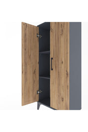 Arges Dolap 2 Raflı 2 Kapaklı 60x30x134 Antrasit-Çam