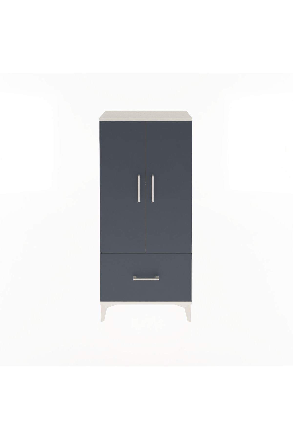 Arges Dolap 2 Raflı Tek Çekmeceli 2 Kapaklı 60x30x134 Aytaşı-Antrasit