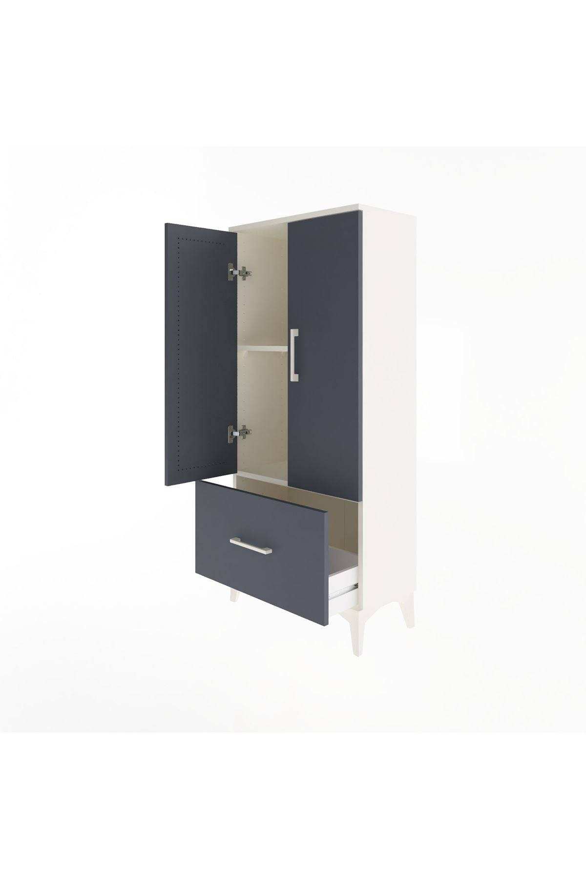 Arges Dolap 2 Raflı Tek Çekmeceli 2 Kapaklı 60x30x134 Aytaşı-Antrasit