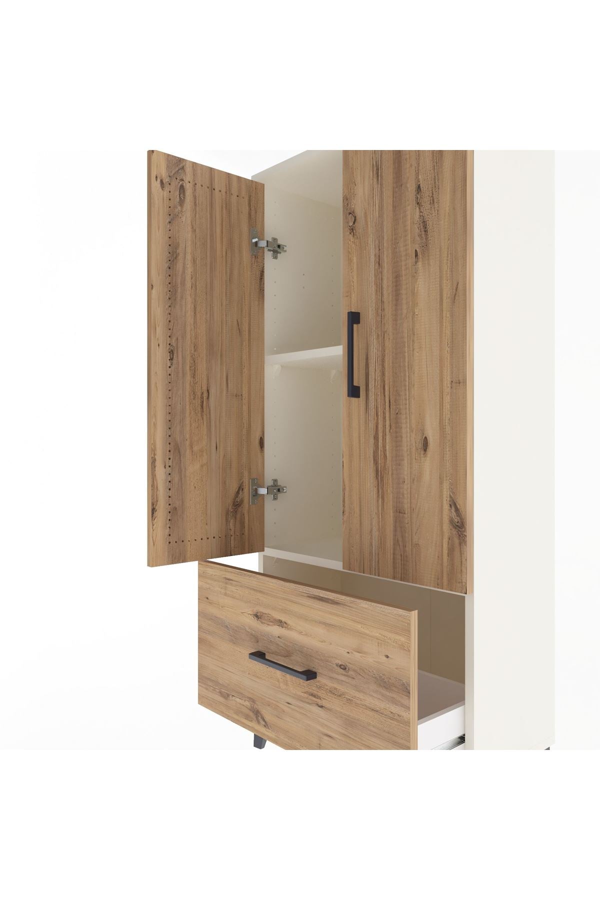 Arges Dolap 2 Raflı Tek Çekmeceli 2 Kapaklı 60x30x134 Aytaşı-Çam