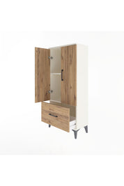 Arges Dolap 2 Raflı Tek Çekmeceli 2 Kapaklı 60x30x134 Aytaşı-Çam