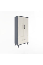 Arges Dolap 2 Raflı Tek Çekmeceli 2 Kapaklı 60x30x134 Antrasit-Aytaşı