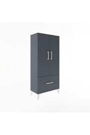 Arges Dolap 2 Raflı Tek Çekmeceli 2 Kapaklı 60x30x134 Antrasit-Antrasit