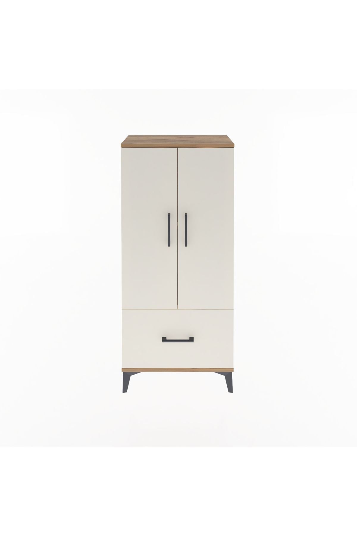 Arges Dolap 2 Raflı Tek Çekmeceli 2 Kapaklı 60x30x134 Çam-Aytaşı