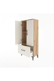 Arges Dolap 2 Raflı Tek Çekmeceli 2 Kapaklı 60x30x134 Çam-Aytaşı