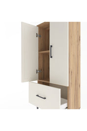 Arges Dolap 2 Raflı Tek Çekmeceli 2 Kapaklı 60x30x134 Çam-Aytaşı