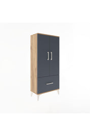 Arges Dolap 2 Raflı Tek Çekmeceli 2 Kapaklı 60x30x134 Çam-Antrasit