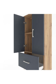 Arges Dolap 2 Raflı Tek Çekmeceli 2 Kapaklı 60x30x134 Çam-Antrasit