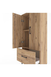 Arges Dolap 2 Raflı Tek Çekmeceli 2 Kapaklı 60x30x134 Çam-Çam