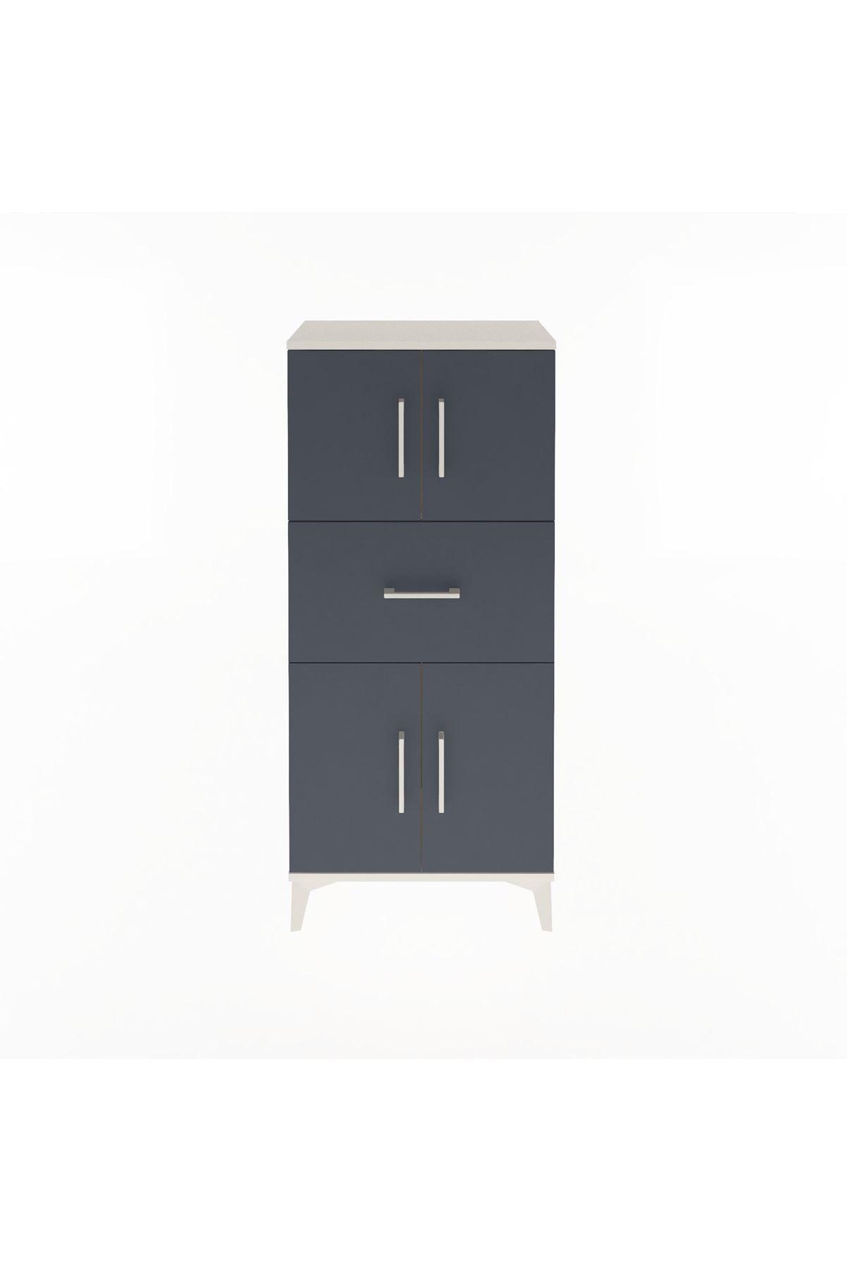 Arges Dolap Tek Raflı Tek Çekmeceli 4 Kapaklı 60x30x134 Aytaşı-Antrasit