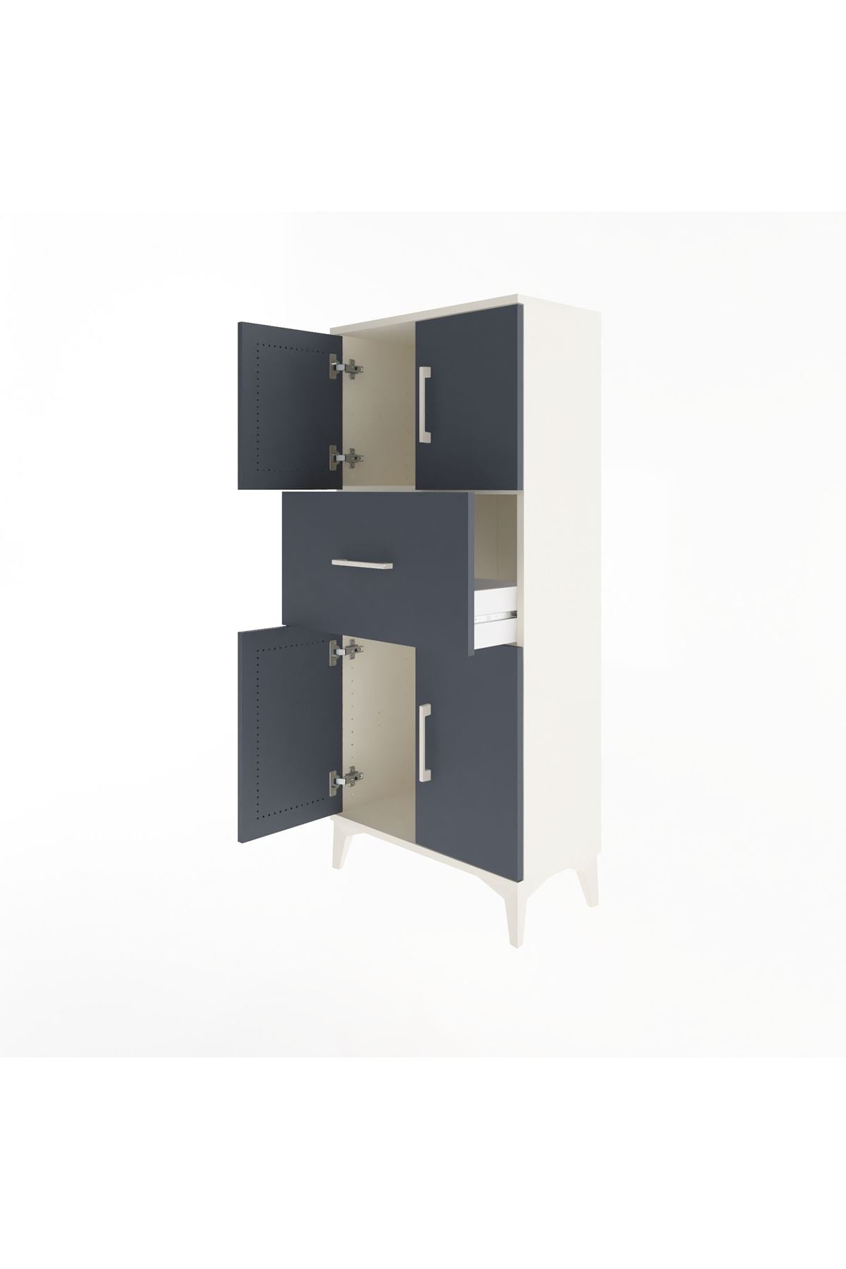 Arges Dolap Tek Raflı Tek Çekmeceli 4 Kapaklı 60x30x134 Aytaşı-Antrasit