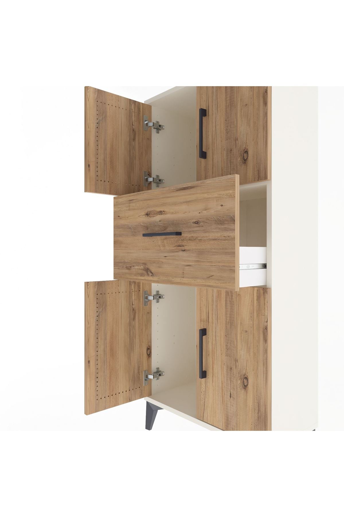 Arges Dolap Tek Raflı Tek Çekmeceli 4 Kapaklı 60x30x134 Aytaşı-Çam