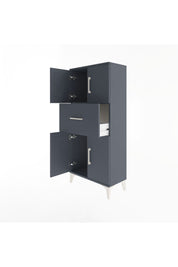 Arges Dolap Tek Raflı Tek Çekmeceli 4 Kapaklı 60x30x134 Antrasit-Antrasit
