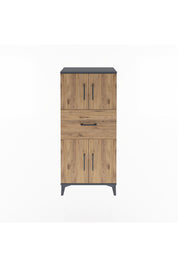 Arges Dolap Tek Raflı Tek Çekmeceli 4 Kapaklı 60x30x134 Antrasit-Çam