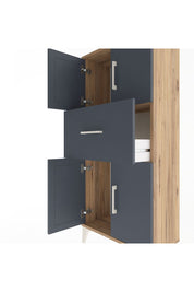 Arges Dolap Tek Raflı Tek Çekmeceli 4 Kapaklı 60x30x134 Çam-Antrasit