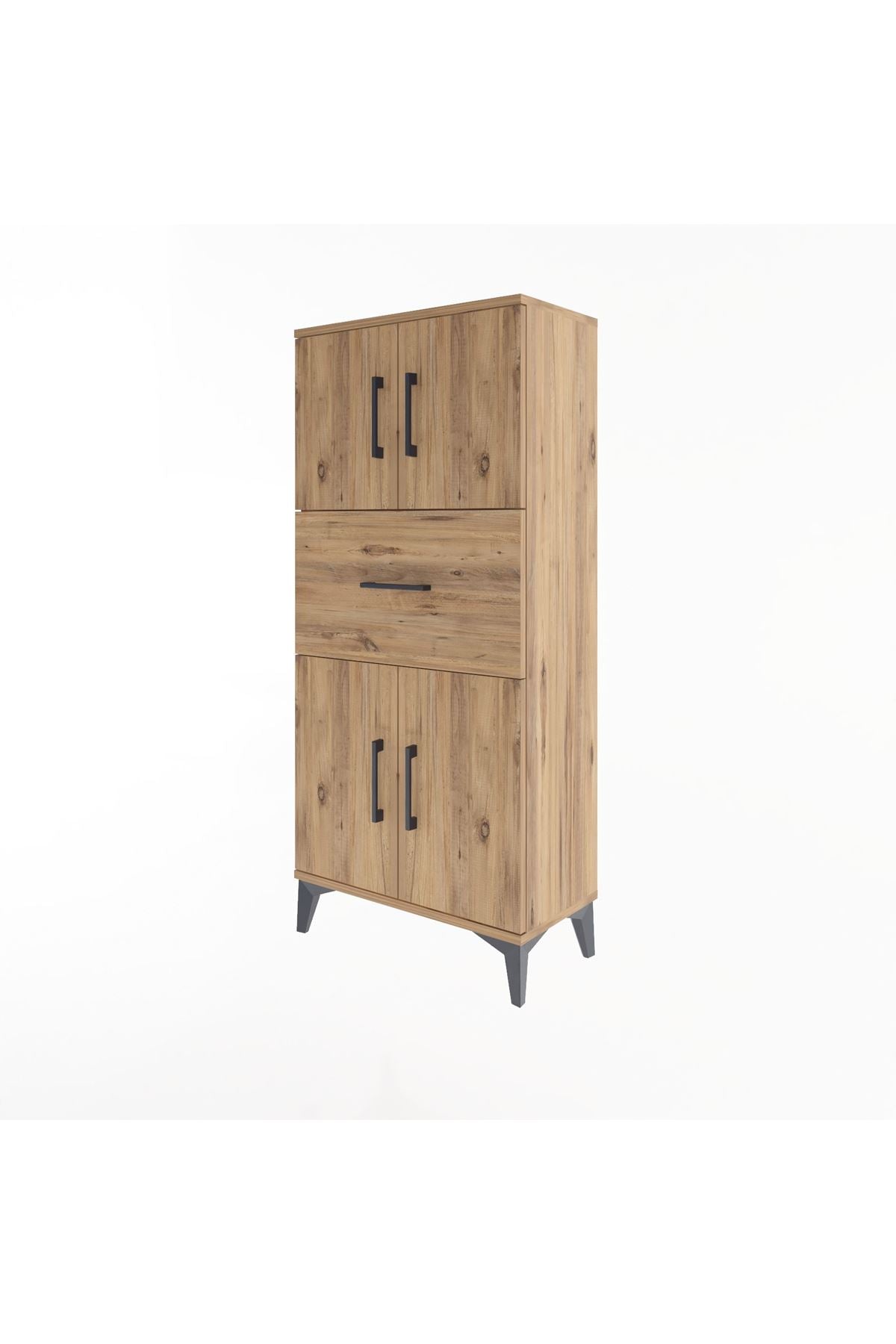 Arges Dolap Tek Raflı Tek Çekmeceli 4 Kapaklı 60x30x134 Çam-Çam