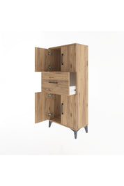 Arges Dolap Tek Raflı Tek Çekmeceli 4 Kapaklı 60x30x134 Çam-Çam