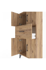 Arges Dolap Tek Raflı Tek Çekmeceli 4 Kapaklı 60x30x134 Çam-Çam