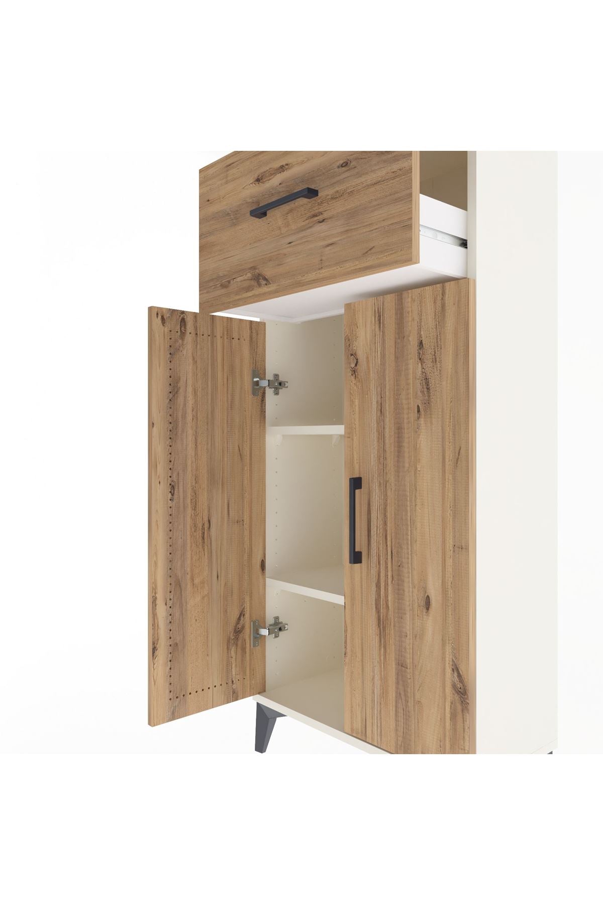 Arges Dolap 2 Raflı Tek Çekmeceli 2 Kapaklı 60x30x134 Aytaşı-Çam