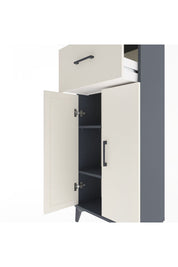 Arges Dolap 2 Raflı Tek Çekmeceli 2 Kapaklı 60x30x134 Antrasit-Aytaşı