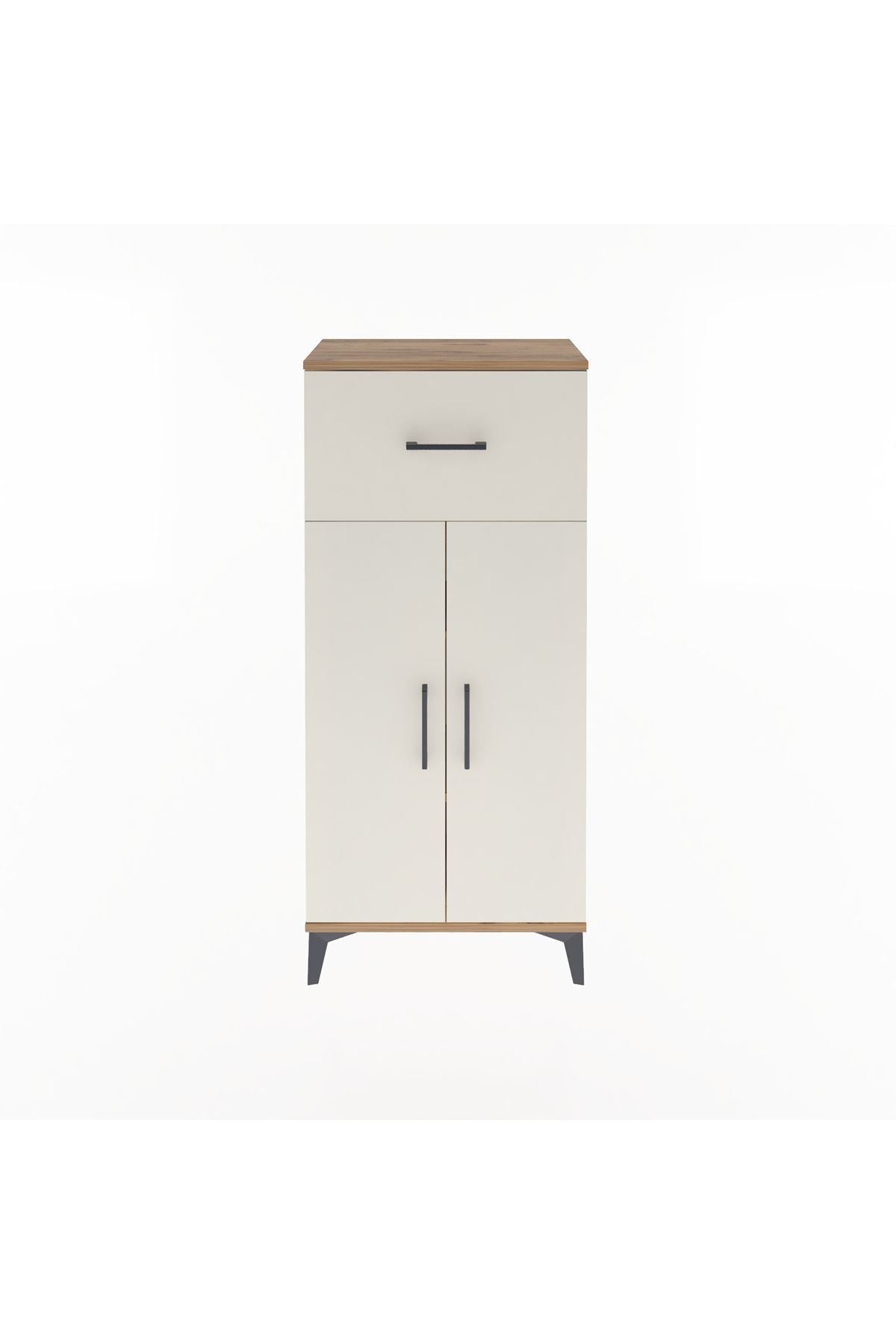 Arges Dolap 2 Raflı Tek Çekmeceli 2 Kapaklı 60x30x134 Çam-Aytaşı