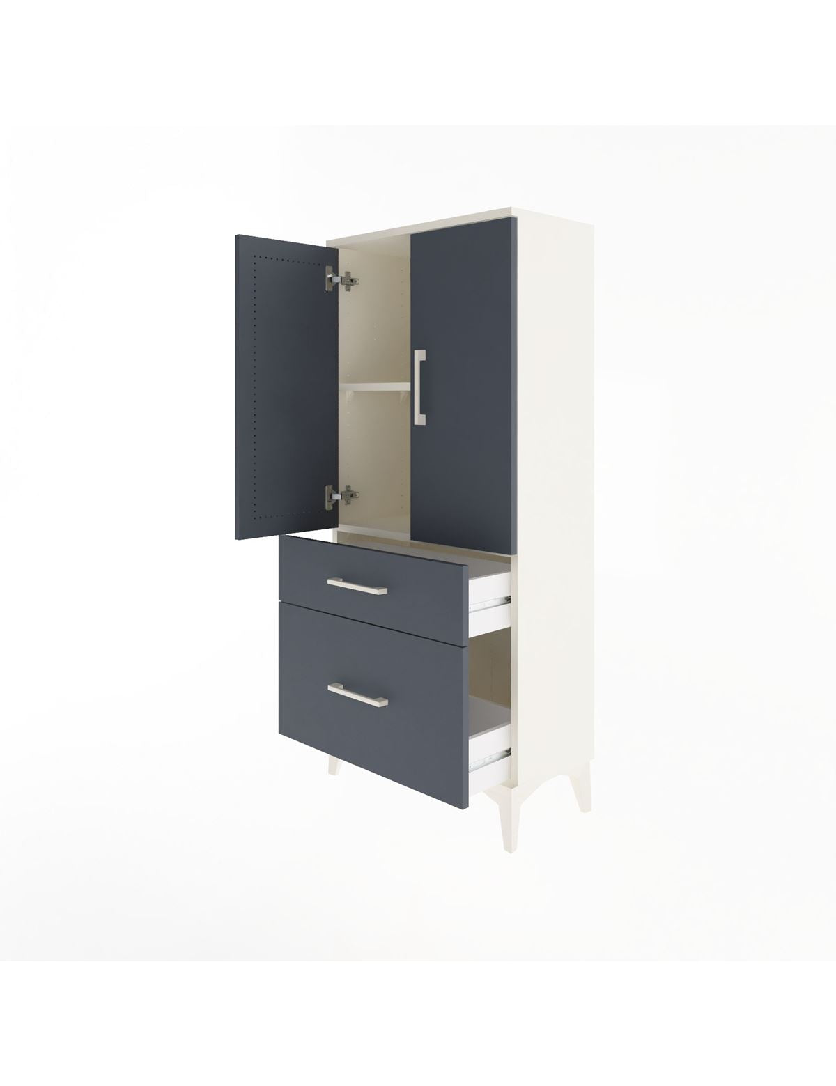 Arges Dolap 2 Raflı 2 Çekmeceli 2 Kapaklı 60x30x134 - S17M071V2A