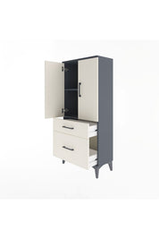 Arges Dolap 2 Raflı 2 Çekmeceli 2 Kapaklı 60x30x134 Antrasit-Aytaşı