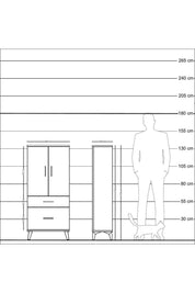 Arges Dolap 2 Raflı 2 Çekmeceli 2 Kapaklı 60x30x134 Antrasit-Antrasit