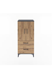 Arges Dolap 2 Raflı 2 Çekmeceli 2 Kapaklı 60x30x134 Antrasit-Çam