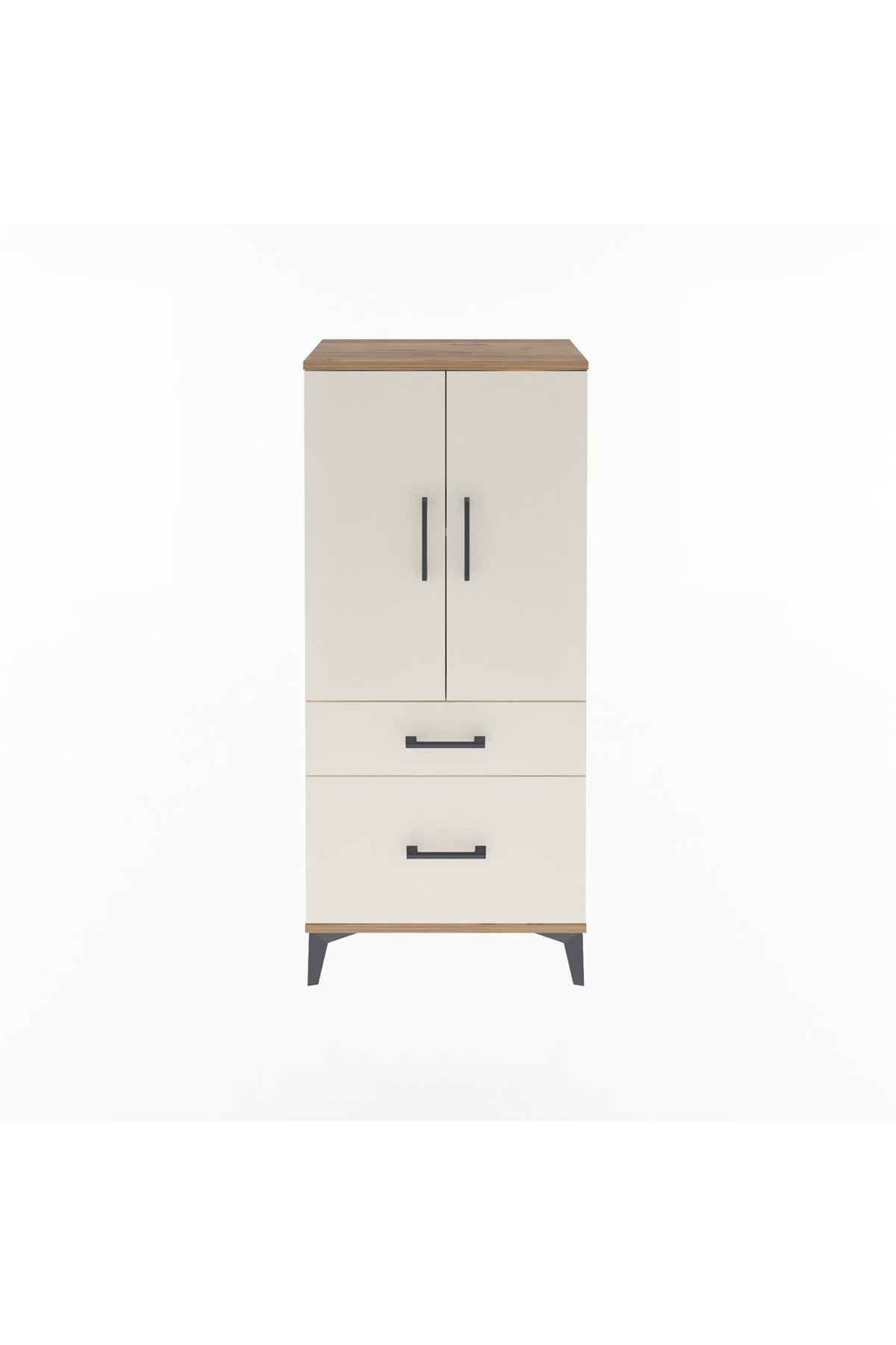 Arges Dolap 2 Raflı 2 Çekmeceli 2 Kapaklı 60x30x134 Çam-Aytaşı