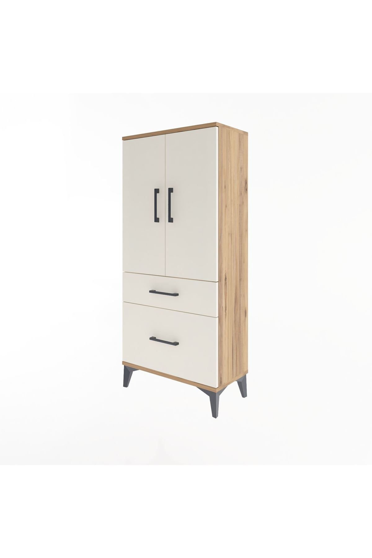 Arges Dolap 2 Raflı 2 Çekmeceli 2 Kapaklı 60x30x134 Çam-Aytaşı