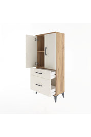 Arges Dolap 2 Raflı 2 Çekmeceli 2 Kapaklı 60x30x134 Çam-Aytaşı