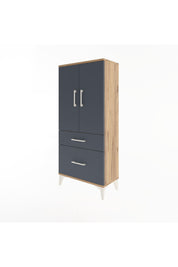Arges Dolap 2 Raflı 2 Çekmeceli 2 Kapaklı 60x30x134 Çam-Antrasit
