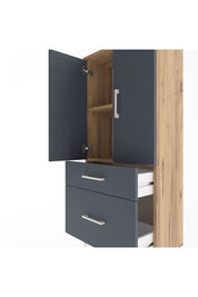 Arges Dolap 2 Raflı 2 Çekmeceli 2 Kapaklı 60x30x134 Çam-Antrasit