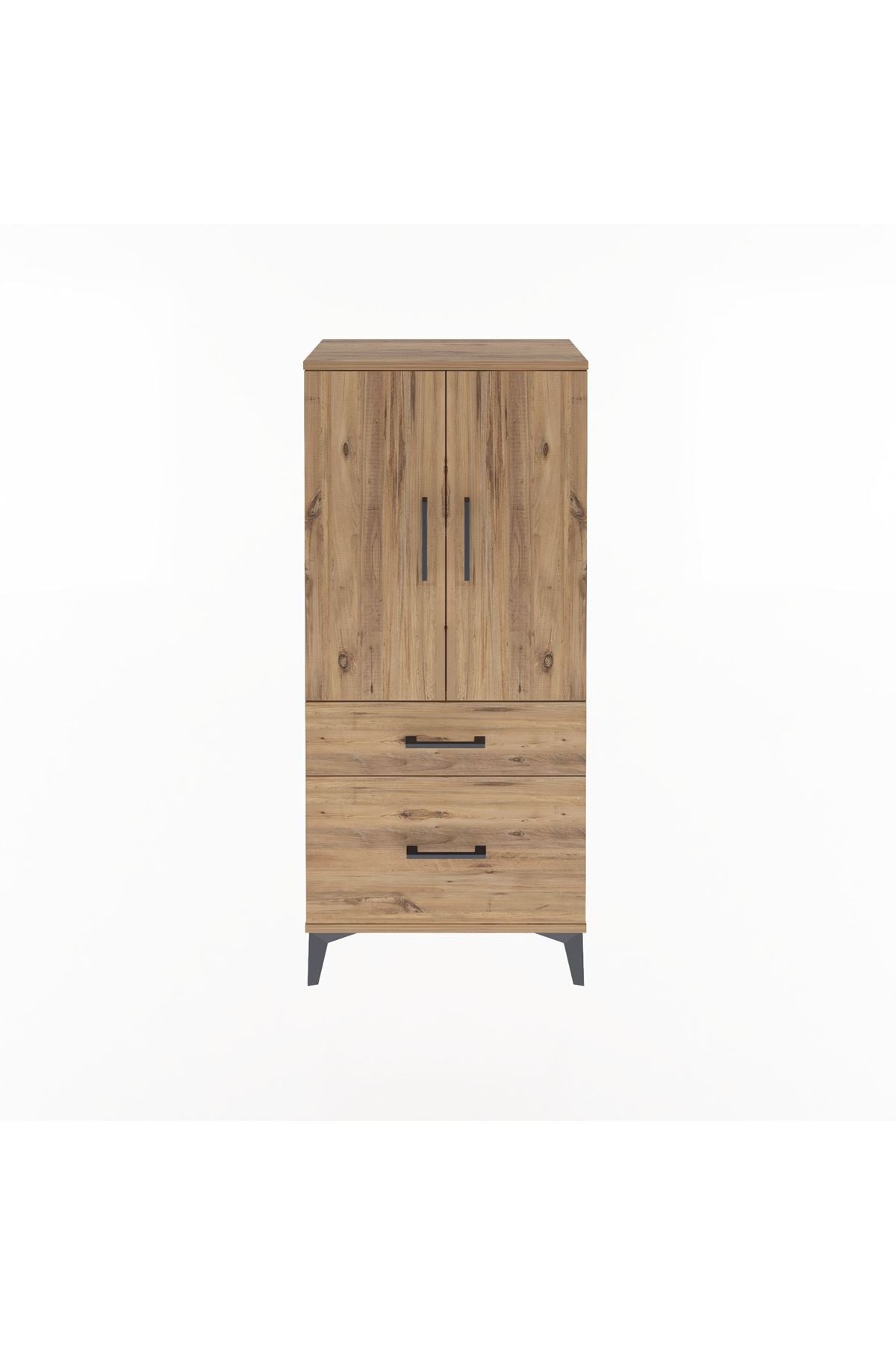 Arges Dolap 2 Raflı 2 Çekmeceli 2 Kapaklı 60x30x134 Çam-Çam