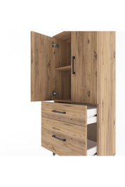 Arges Dolap 2 Raflı 2 Çekmeceli 2 Kapaklı 60x30x134 Çam-Çam