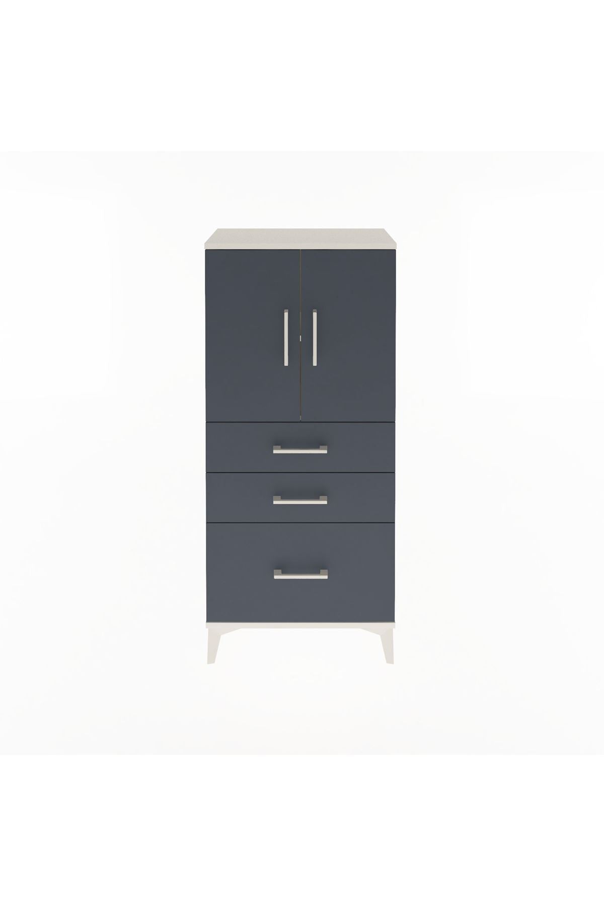 Arges Dolap 2 Raflı 3 Çekmeceli 2 Kapaklı 60x30x134 Aytaşı-Antrasit