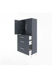 Arges Dolap 2 Raflı 3 Çekmeceli 2 Kapaklı 60x30x134 Antrasit-Antrasit