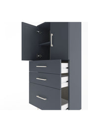 Arges Dolap 2 Raflı 3 Çekmeceli 2 Kapaklı 60x30x134 Antrasit-Antrasit