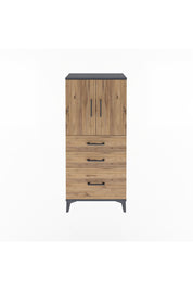 Arges Dolap 2 Raflı 3 Çekmeceli 2 Kapaklı 60x30x134 Antrasit-Çam