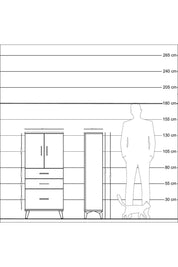 Arges Dolap 2 Raflı 3 Çekmeceli 2 Kapaklı 60x30x134 Antrasit-Çam