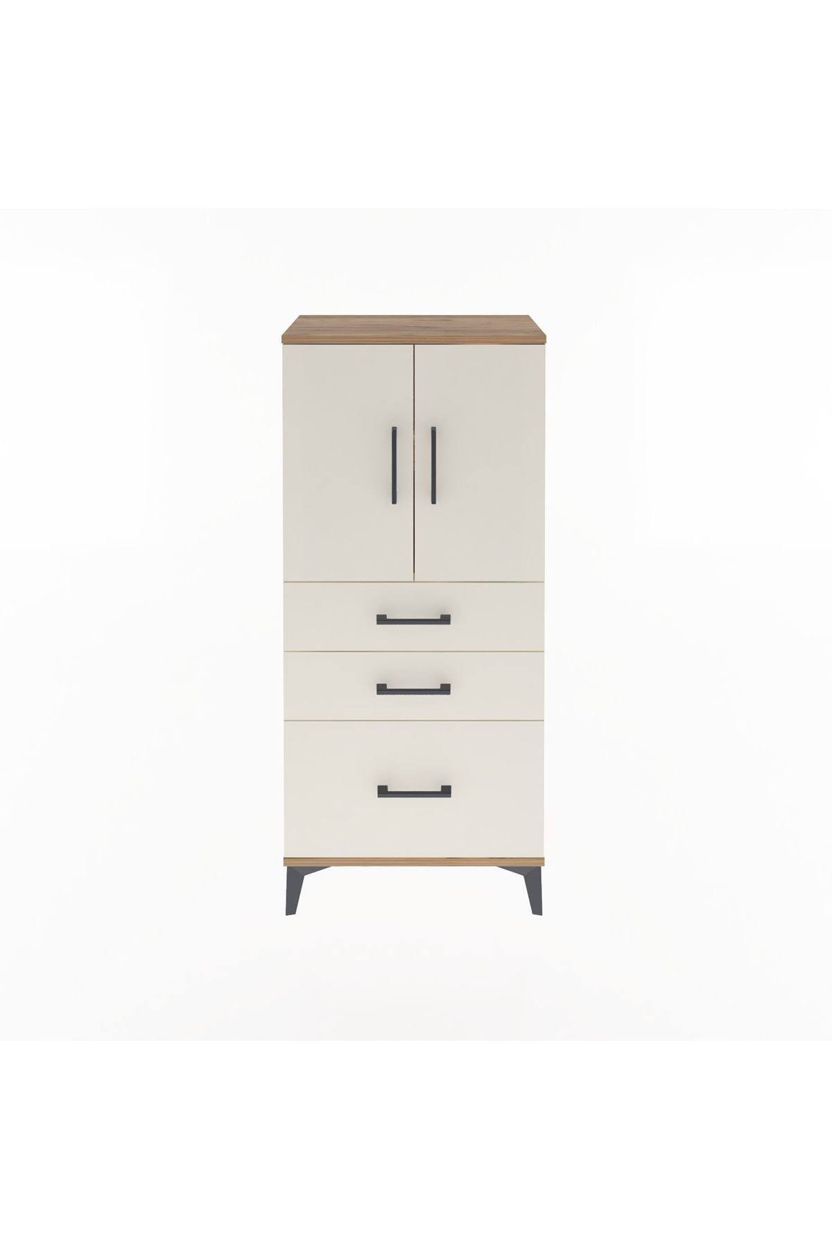 Arges Dolap 2 Raflı 3 Çekmeceli 2 Kapaklı 60x30x134 Çam-Aytaşı